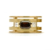 004 - 18kt geel gouden verlovingsring bezet met een emerald geslepen Fancy Brown diamant. Zijstenen 2 princess geslepen diamanten.